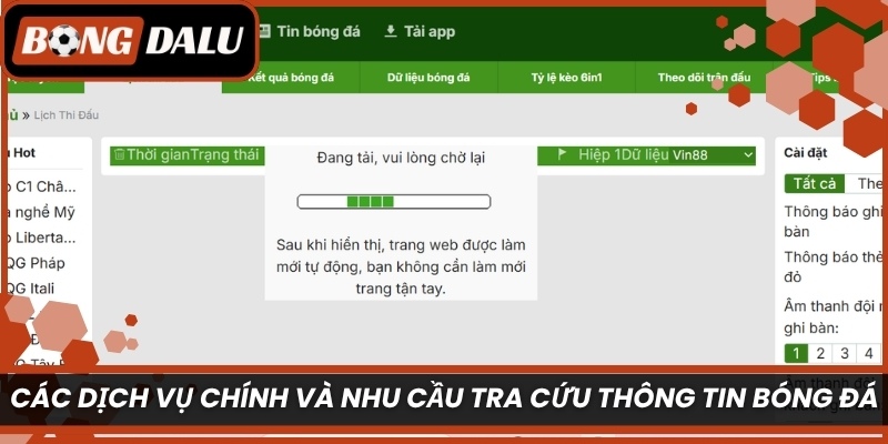 Các dịch vụ chính và nhu cầu tra cứu thông tin bóng đá